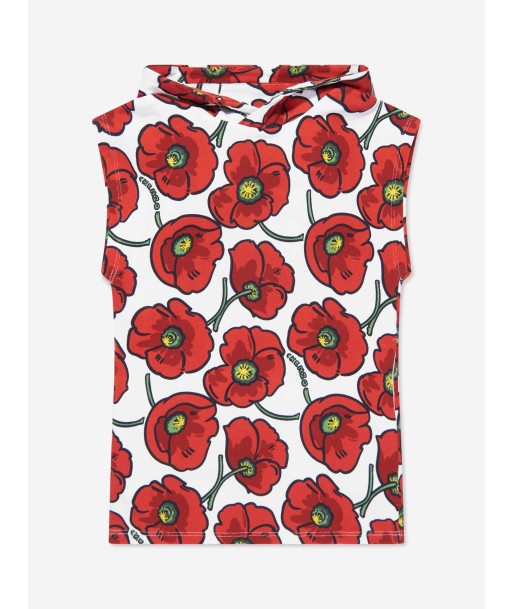 KENZO Girls Sleeveless Hooded Poppy Dress in Cream Venez acheter