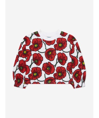 KENZO Girls Poppy Print Sweatshirt in Cream JUSQU'A -70%! 