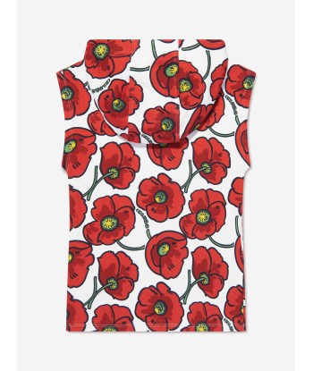 KENZO Girls Sleeveless Hooded Poppy Dress in Cream Venez acheter