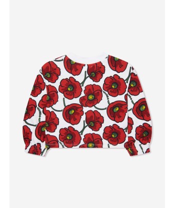 KENZO Girls Poppy Print Sweatshirt in Cream JUSQU'A -70%! 