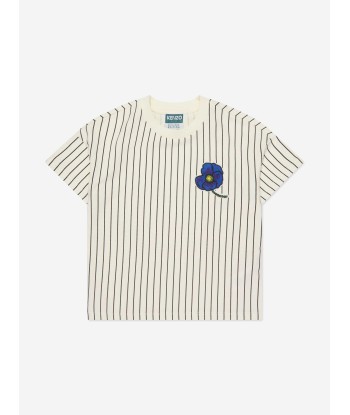 KENZO Boys Striped Flower Print T-Shirt in Cream d'Europe débarque