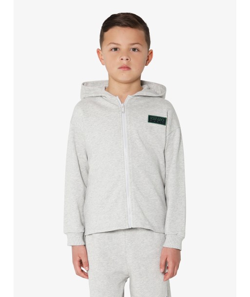 KENZO Kids Organic Cotton Flower Zip Up Hoodie in Grey Vous souhaitez 