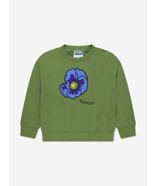 KENZO Boys Organic Cotton Flower Sweatshirt in Khaki meilleur choix