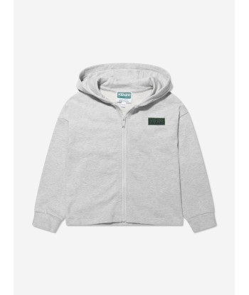 KENZO Kids Organic Cotton Flower Zip Up Hoodie in Grey Vous souhaitez 