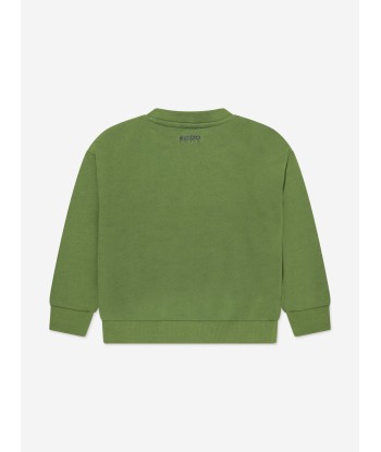 KENZO Boys Organic Cotton Flower Sweatshirt in Khaki meilleur choix