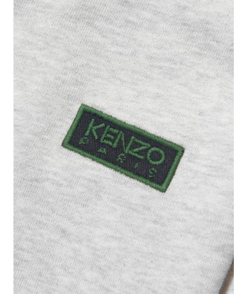 KENZO Kids Organic Cotton Flower Zip Up Hoodie in Grey Vous souhaitez 