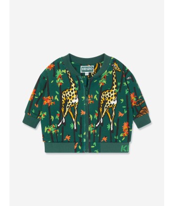 KENZO Baby Boys Giraffe Zip Up Sweatshirt in Green ouvre sa boutique