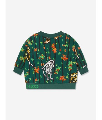 KENZO Baby Boys Giraffe Zip Up Sweatshirt in Green ouvre sa boutique