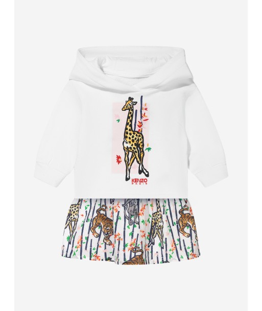 KENZO Baby Girls Organic Cotton Hoodie And Dress Set in White 2 - 3 jours ouvrés.