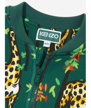 KENZO Baby Boys Giraffe Zip Up Sweatshirt in Green ouvre sa boutique