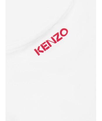 KENZO Girls Organic Cotton Giraffe T-Shirt Dress in White Faites des économies