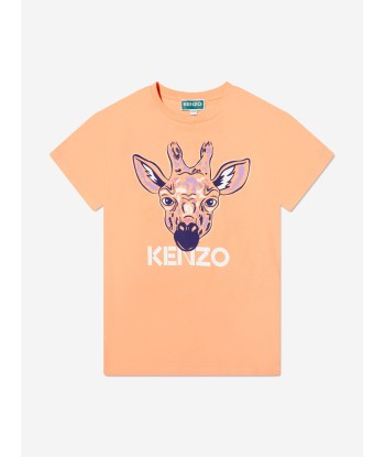 KENZO Girls Organic Cotton Giraffe T-Shirt Dress in Orange hantent personnes