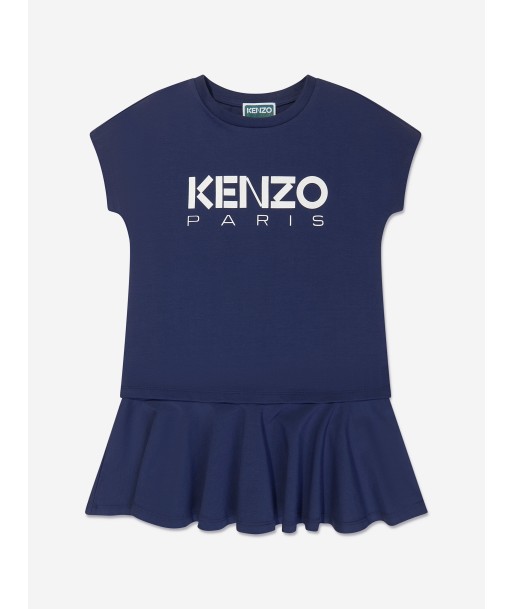 KENZO Girls Logo Print Skater Dress in Blue rembourrage situé sous