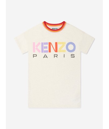 KENZO Girls Logo Print T-Shirt Dress in Beige JUSQU'A -70%! 