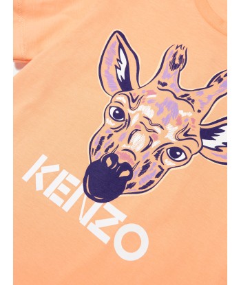 KENZO Girls Organic Cotton Giraffe T-Shirt Dress in Orange hantent personnes