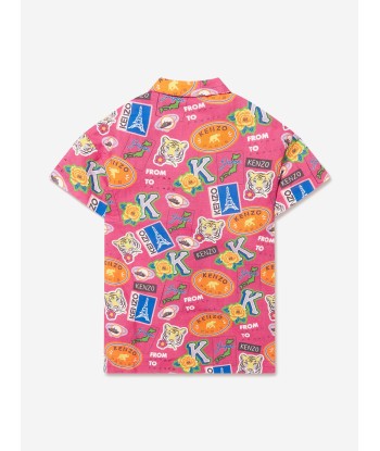 KENZO Girls Badge Print Shirt Dress in Pink Véritable concentré