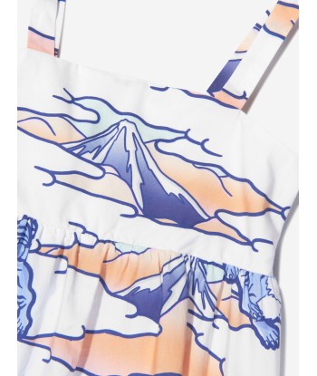 KENZO Girls Strappy Tigers Dress in White pas cher