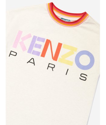 KENZO Girls Logo Print T-Shirt Dress in Beige JUSQU'A -70%! 