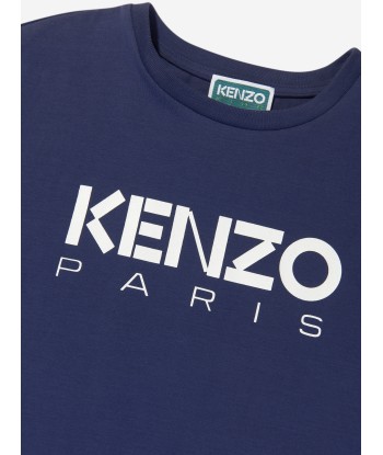 KENZO Girls Logo Print Skater Dress in Blue rembourrage situé sous