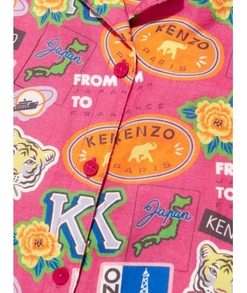 KENZO Girls Badge Print Shirt Dress in Pink Véritable concentré