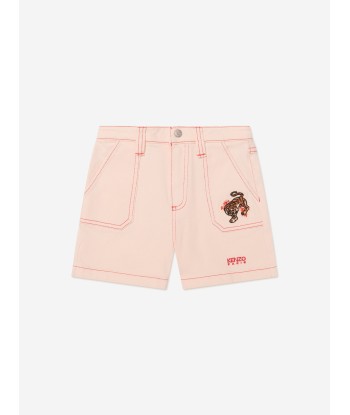 KENZO Girls Tiger Shorts in Pink destockage