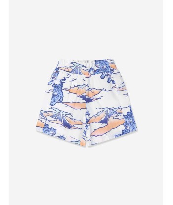 KENZO Girls Tiger Print Shorts in White livraison gratuite