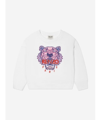 KENZO Girls Tiger Sweatshirt in White Jusqu'à 80% De Réduction