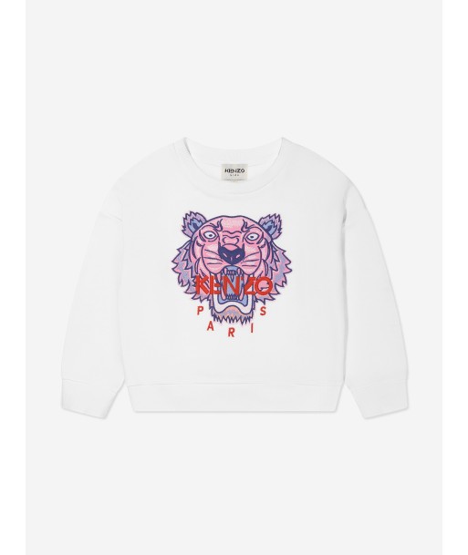 KENZO Girls Tiger Sweatshirt in White Jusqu'à 80% De Réduction