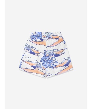 KENZO Girls Tiger Print Shorts in White livraison gratuite