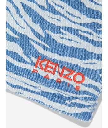 KENZO Girls Tiger Striped Denim Skirt In Blue pour bénéficier 