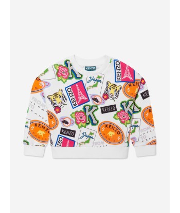 KENZO Girls Badge Print Sweatshirt in White 50% de réduction en Octobre 2024