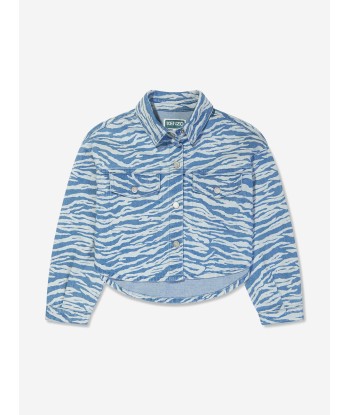 KENZO Girls Tiger Stripe Denim Shirt in Blue 50% de réduction en Octobre 2024