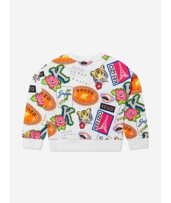 KENZO Girls Badge Print Sweatshirt in White 50% de réduction en Octobre 2024