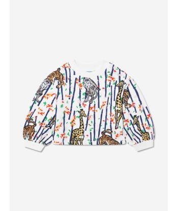 KENZO Girls Bamboo Jungle Sweatshirt in White votre