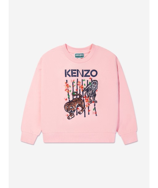 KENZO Girls Embroidered Sweatshirt in Pink l'évolution des habitudes 