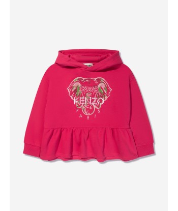 KENZO Girls Elephant Hooded Sweatshirt in Pink à prix réduit toute l'année