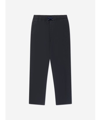 KENZO Boys Straight Cut Twill Trousers in Black pas cheres