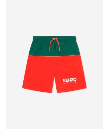 KENZO Boys Bicolour Bermuda Shorts in Red Fin de série