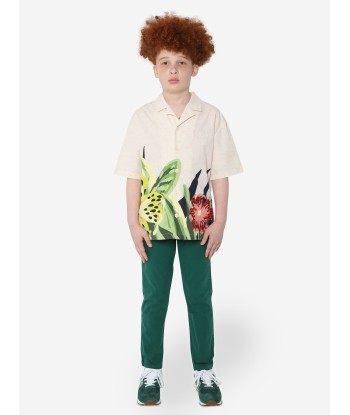 KENZO Boys Straight Cut Twill Trousers in Green la colonne vertébrale