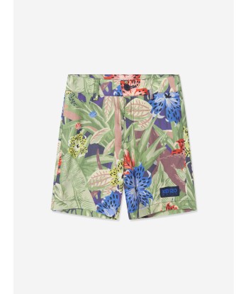 KENZO Boys Tropical Bermuda Shorts in Navy du meilleur 