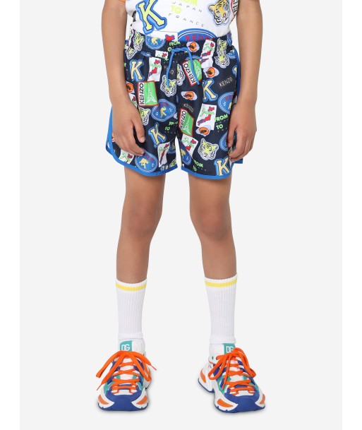 KENZO Boys Badge Print Swim Shorts in Navy s'inspire de l'anatomie humaine