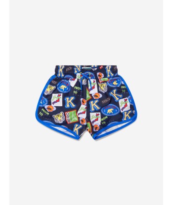 KENZO Boys Badge Print Swim Shorts in Navy s'inspire de l'anatomie humaine