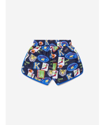 KENZO Boys Badge Print Swim Shorts in Navy s'inspire de l'anatomie humaine