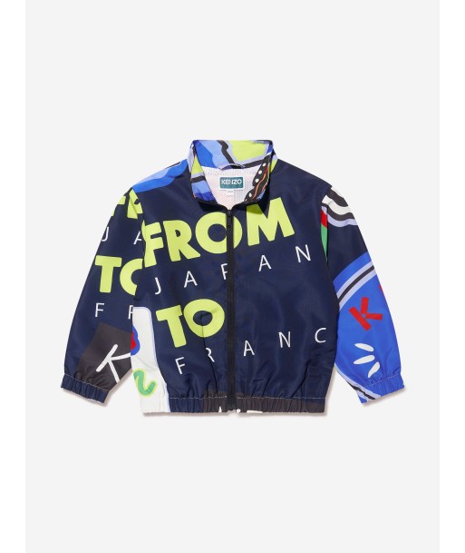 KENZO Boys Logo Print Track Jacket in Navy est présent 