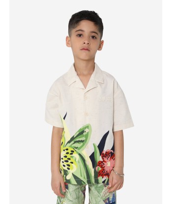 KENZO Boys Short Sleeve Tropical Shirt in Cream Toutes les collections ici