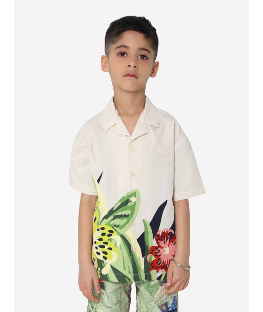 KENZO Boys Short Sleeve Tropical Shirt in Cream Toutes les collections ici