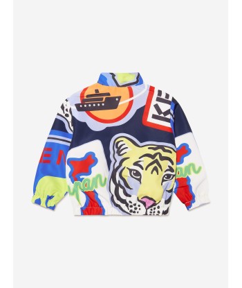 KENZO Boys Logo Print Track Jacket in Navy est présent 