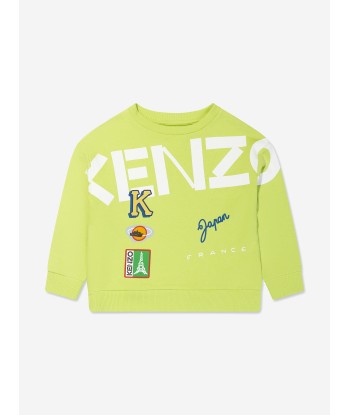 KENZO Boys Logo Sweatshirt in Lime Comparez et commandez 