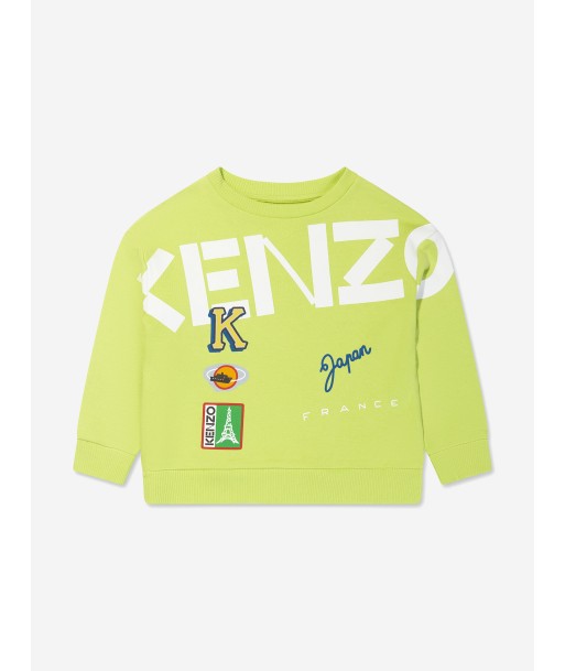 KENZO Boys Logo Sweatshirt in Lime Comparez et commandez 