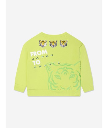 KENZO Boys Logo Sweatshirt in Lime Comparez et commandez 